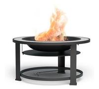 Blumfeldt Merano Circolo Brasero Exterieur - 3 en 1 Brasero, Barbecue & Table, Cadre en Acier Robuste, Plateau en Terrazzo, Grille, Tisonnier & Pare-Étincelles, Idéal pour Jardin & Terrasse