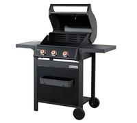 BRASERO BY FAVEX - Barbecue gaz Spring II 3 brûleurs - Surface mixte grille & plancha fonte - 9,95 kW - EASY CLEAN™ - Tablettes rabattables - Jusqu'à 10 convives