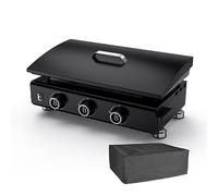 BRASERO BY FAVEX - Plancha gaz 3 brûleurs Silvia IIG Evo - 7,95 kW - Plaque acier revêtement céramique 5 mm 67x34 cm - Stable Flame chaleur homogène - 10 convives - Capot de protection, Housse inclus