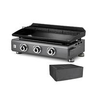Plancha gaz Silvia IIG 3 feux Gun Metal - BRASERO BY FAVEX - 7,5 kW - 10 convives - Housse incluse