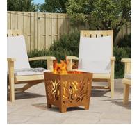 vidaXL Braise d'extérieur Marron 40×40×40 cm Acier patiné Carré Portable Résistant à la rouille