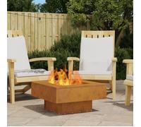 vidaXL Braise Marron 60 x 60 x 30 cm Acier patiné, Brasero de Patio Moderne et stylé, carré, Parfait pour se détendre en extérieur, déco Durable et Chauffage