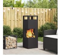 vidaXL Braise Noir 35 x 35 x 100 cm Acier, Jardin et terrasse, brasero rectangulaire Moderne, Portable, Robuste pour Vos soirées, Finition Mate, résistant à la Rouille