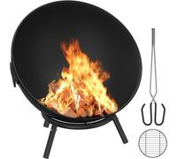 Brasero de 62 cm. Braseros pour le jardin, la terrasse et le balcon. Panier à feu en acier, idéal pour le camping. Foyer extérieur avec structure à trois pieds. Tonneau à feu, flexible et réglable, id