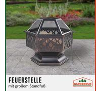 GARDEBRUK® Brasero Hexagonal en Acier Imitation Rouille Protection Anti-Étincelles Jardin Terrasse Cheminée d'Extérieur
