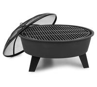 Blumfeldt Braséro de jardin Nolana, foyer de terrasse, grille Ø64 cm, pare-étincelles, acier noir