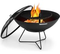 Braséro de jardin - blumfeldt Orbit - Foyer de terrasse - Braséro 3-en-1 - Grille de barbecue Ø40cm - Convertion en table - Acier noir