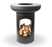 BonFeu BonBiza Noir Ouvert Ø 80 cm - Cheminée de jardin avec plaque de cuisson - Baril à feu et foyer - Brûle-parfum et brasero en acier robuste - Avec plaque de cuisson pour cuisiner - Brasero pour l