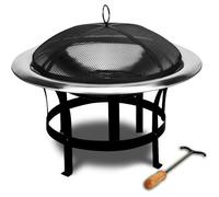 GARDEBRUK® Brasero de jardin rond 75 cm acier inoxydable avec couvercle extérieur jardin grille projections d'étincelles