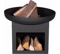 Brasero de jardin FATAPERA 70 cm avec range bois en acier
