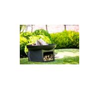 Brasero de jardin FATAPERA avec range bois en acier-Sans couvercle-Ø 70cm-Acier naturel---Acier naturel