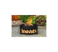 Brasero de jardin SOLAFA avec range bois en acier-Sans couvercle-Ø 60cm--