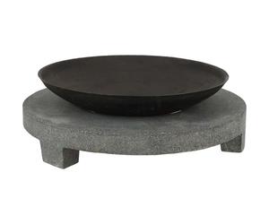 Brasero de jardin sur table - ESSCHERT DESIGN - Granito et fonte - Ø60 x h23 cm - Manuel - Bois