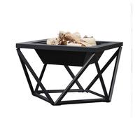 Braséro de jardin,Teamson Home, bois chauffage,noir/base géométrique, 60 X 60 X 52