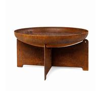 Brasero design Ø 75 cm – Style industriel « effet rouillé » – Foyer robuste pour le jardin et la terrasse – Structure en X solide