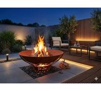 Brasero Doha, style rustique, 62 cm, pour jardin, barbecue, usage extérieur, foyer, panier à feu