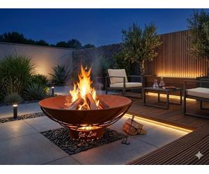 Brasero Doha, style rustique, 62 cm, pour jardin, barbecue, usage extérieur, foyer, panier à feu