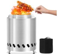 Brasero en acier inoxydable sans fumée, avec sac de rangement, portable. Cheminée d'extérieur peu fumante, idéale pour les pellets et le bois