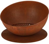 Brasero en fer incliné sur disque - Rouillé - D 50,9 x H 29,7 cm