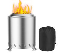 Brasero Exterieur de Jardin, Foyer sans fumée Acier Inoxydable 16x16x20,5cm Mini Corbeille à feu Tonneau de feu avec Pied et Sac de Rangement, Balcon Terrasse Jardin Déco, Idéal pour BBQ Pellets Bois