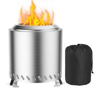 Brasero Exterieur de Jardin, Foyer sans fumée Acier Inoxydable 22x22x26cm Mini Corbeille à feu Tonneau de feu avec Pied et Sac de Rangement, Balcon Terrasse Jardin Déco, Idéal pour BBQ Pellets Bois