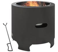 Outsunny Brasero sans fumée – foyer à bois rond portable, pot inox Ø45 cm, avec tisonnier – noir