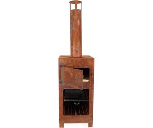 Brasero - FANCY FLAMES - Cheminée d'extérieur - Four à pizza intégré - Métal - Rouillé