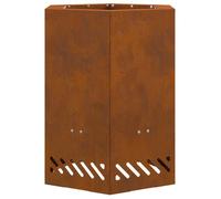 Brasero hexagonal en acier 38 x 38 x 51 cm - résistant aux intempéries, anti-rouille, style rustique