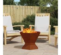 Brasero hexagonal marron 50 x 50 x 40 cm en acier résistant aux intempéries, protégé contre la rouille pour jardin, terrasse et camping, idéal pour les grands bûches et les soirées confortables en