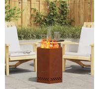 Brasero hexagonal moderne en acier résistant aux intempéries, 38 x 38 x 51 cm, panier à feu sans fumée avec flux d'air intégré pour une combustion propre