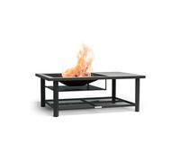 Blumfeldt Merano Avanzato L Brasero Exterieur - 3-en-1 Brasero Barbecue & Table, Plateau Terrazzo, Cadre Acier Robuste, Pare-Étincelles, Grille & Tisonnier Inclus, Idéal Jardin & Terrasse
