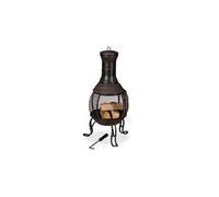 Brasero mexicain, tisonnier, gril en bois, pare-étincelles, jardin, terrasse, antique, h 89 cm, rouge-bronze