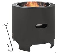 Outsunny Brasero sans fumée – foyer à bois rond portable, pot inox Ø45 cm, avec tisonnier – noir