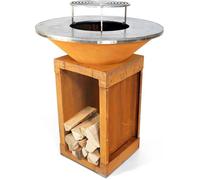 Brasero Plancha Ø 85 cm, 82 KG, Acier Corten, Grille Incluse, Barbecue extérieur à Bois, 100% Fabrication Française