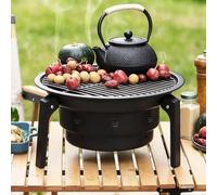 Brasero Portable au Charbon de Bois Gril de Cuisson Petit Foyer | Petit Brasero Rond au Charbon de Bois Portable, Cuisson des Aliments, Préparation de Thé, Évents Léger