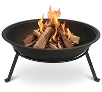 Brasero pour jardin - 55 cm - Avec grille de cuisson - Acier avec revêtement en poudre - Pour terrasse et jardin - Noir