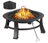 Brasero pour le jardin - Diamètre : 76 cm - Avec protection contre les étincelles et grille de barbecue - Brasero multifonction - Look rétro - Avec couvercle Oxford 600D étanche - Pour barbecue et