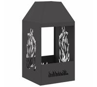 Brasero rectangulaire noir 50 x 50 x 100 cm en acier Corten | Cheminée à bois pour extérieur, design moderne, utilisation jardin et patio, nettoyage facile