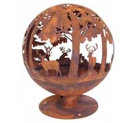 Brasero rond - Découpe laser - D 57,5 x H 66 cm - Effet rouille