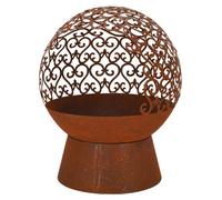 Brasero rond en métal arabesque - Rouillé - D 50 x H 57,5 cm
