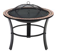 Brasero rond Fuoco Ø 76 cm acier laqué pierres mosaïque accessoires couvercle jardin terrasse feu bois charbon briquette barbecue