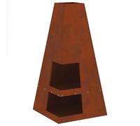 Brasero Rouille 50 x 50 x 100 cm Acier Corten | Bois, portable, résistant à la chaleur 600 °C, surface spacieuse pour 4 personnes