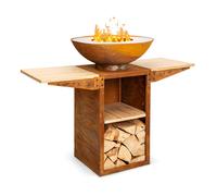 Braséro Savage 2.0 Tall avec barbecue et tables d'appoint en bambou Protection contre les intempéries