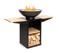 Braséro Savage 2.0 Tall avec barbecue et tables d'appoint en bambou Protection contre les intempéries