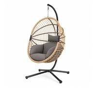 Brasilia fauteuil suspendu effet rotin avec coussin gris