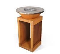 Brasonfire Brasero Plancha Ø 60 cm, 45 KG, Acier Corten, Grille Incluse, Barbecue extérieur à Bois et Accessoires, 100% Fabrication Française