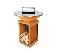 Brasonfire Brasero Plancha Ø 85 cm, 82 KG, Acier Corten, Grille Incluse, Barbecue extérieur à Bois et Accessoires, 100% Fabrication Française