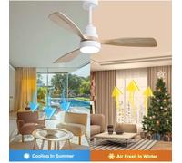 Brasseur d’air plafond 48 pouces à 3 pales bois moteur CC silencieux réversible commandable avec télécommande