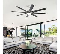 Brasseur d’air plafond 66 pouces modèle 8 pales connecté, LED dimmable, moteur DC 6 vitesses inversable fourni avec télécommande