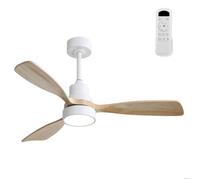 Brasseur d’air plafond à 3 pales bois 48 pouces moteur CC silencieux réversible toutes vitesses pilotables télécommande